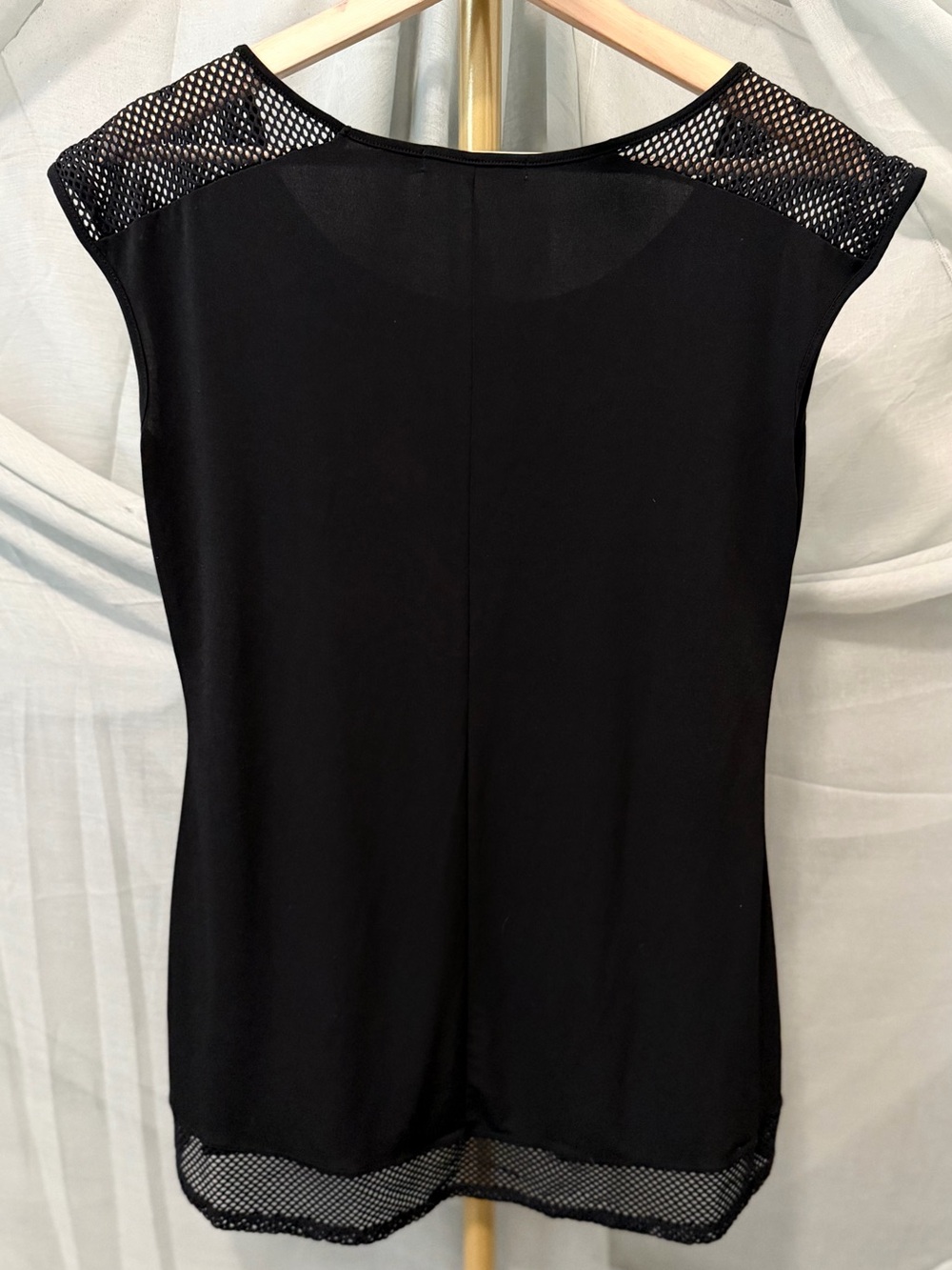 Belldini Black Short Sleeve Mesh Top with Stud Accents - Picture 3 of 5
